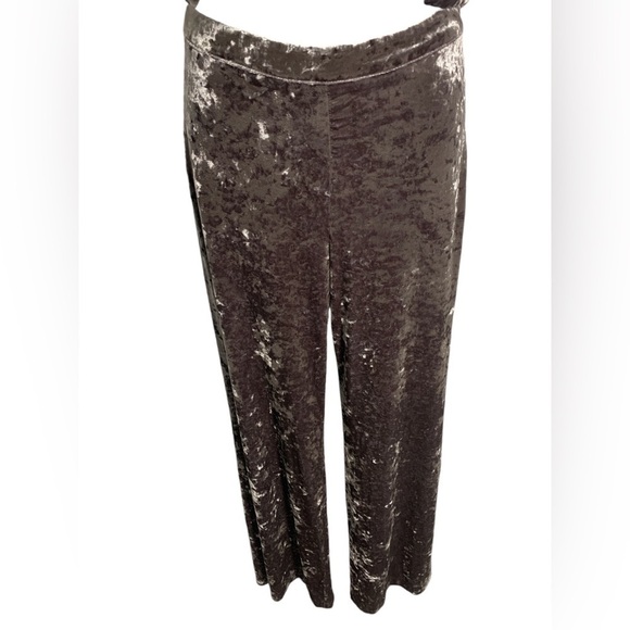 Zara Crushed Velvet 2-Piece Set Halter Top & Flare Pants Silver Lounge Size XS - Picture 5 of 8